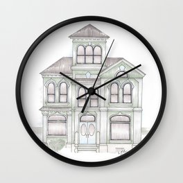 Green Italianate Victorian Wall Clock | Graphite, Architecture, Greenhouse, Ink Pen, Drawing, Marker, Victorian, Pastel, Italianate, Cupola 