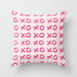 XOs Kisses and Hugs - Hot Pink on Blush Pink Throw Pillow