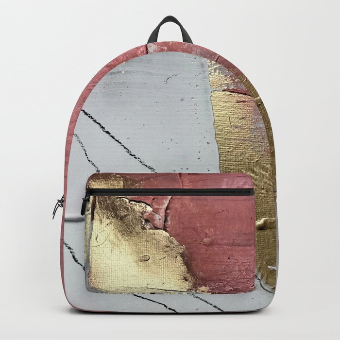Darling: a minimal, abstract mixed-media piece in pink, white, and gold by Alyssa Hamilton Art Backpack