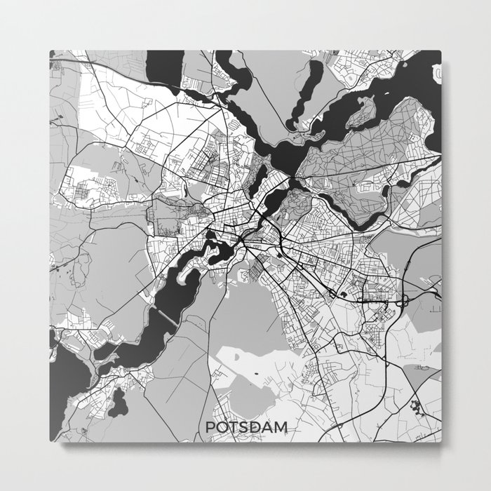 Potsdam Map Gray Metal Print