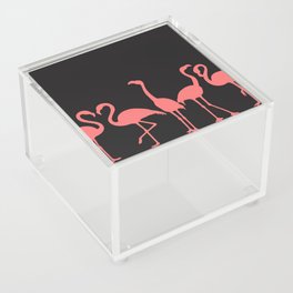 Pink Flamingo Silhouettes on Black Acrylic Box
