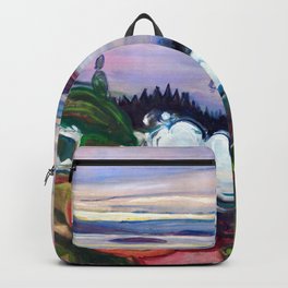 Edvard Munch - Train Smoke Backpack | Painter, Mountain, Edvardmunch, Bohemian, River, Expressionism, Painting, Train, Chic, Classy 