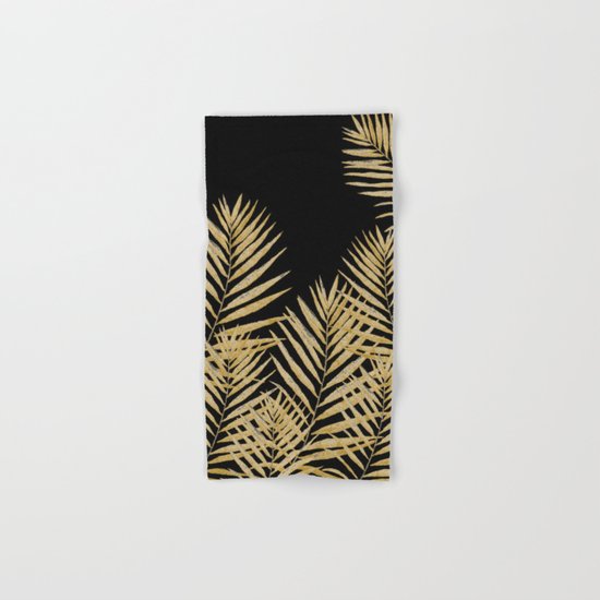 Golden Fern On Black Background Hand & Bath Towel