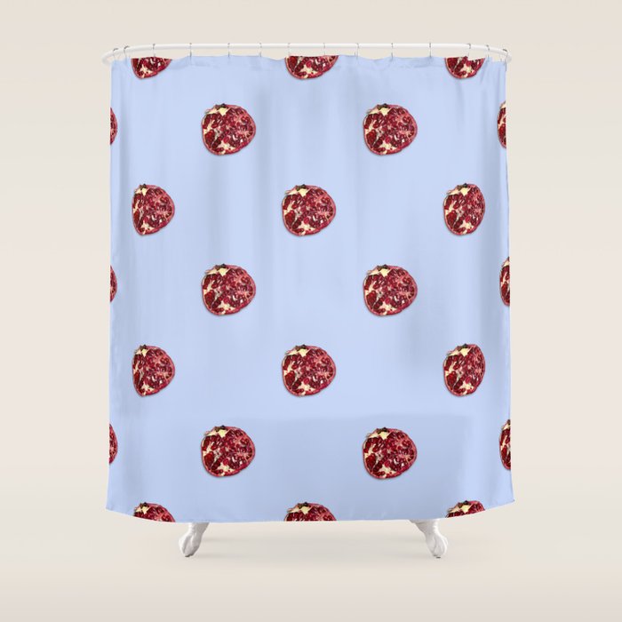 Pomegranates Grid Periwinkle Shower Curtain By Elleryseither