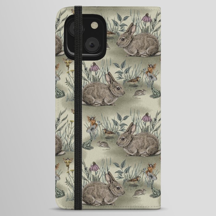 Woodland Fairies with Bunnies, Toads, Mice & Birds iPhone Wallet Case