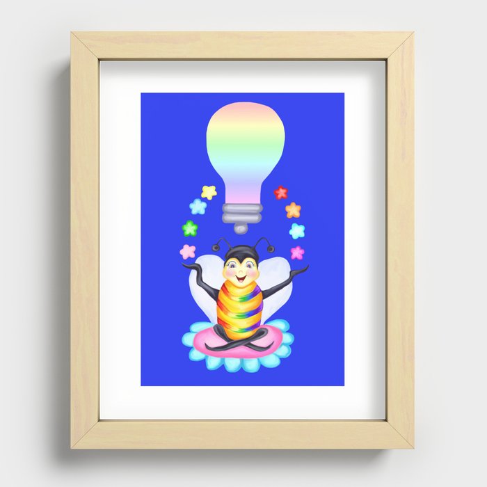 Bee Rainbow Lightbulb Idea Recessed Framed Print