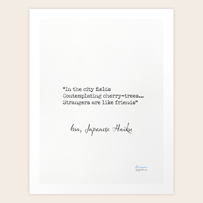 Kobayashi Issa, Japanese Haiku Art Print by epic paper | Society6