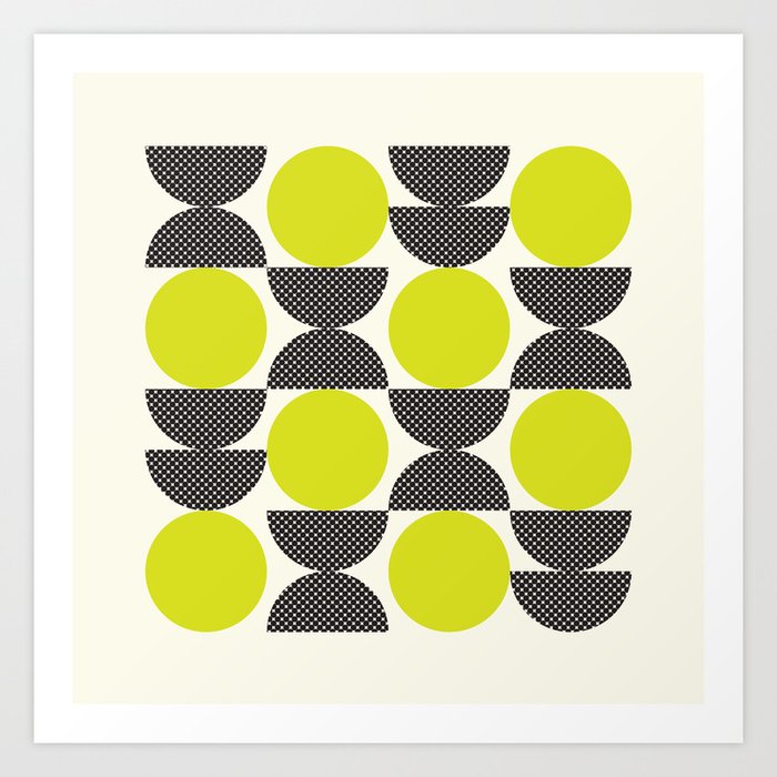 yellow dot geometrical pattern Art Print