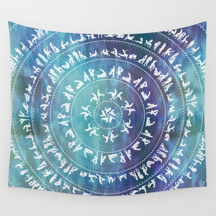 Kama Sutra Mandala Dark Blue Wall Tapestry by Kestrel Design