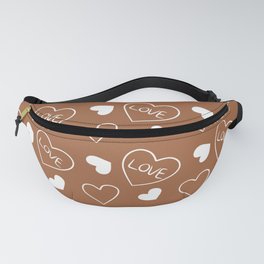 Valentines Day White Hand Drawn Hearts Fanny Pack