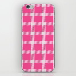 Pink & White Color Check Design iPhone Skin