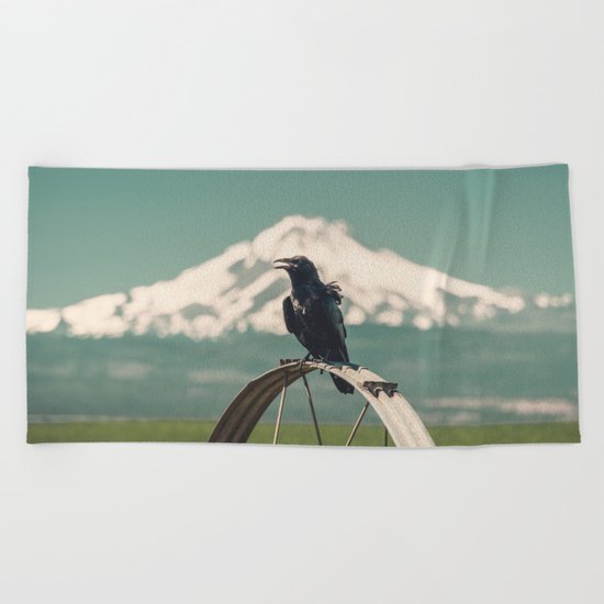 Mt. Jefferson Raven Beach Towel