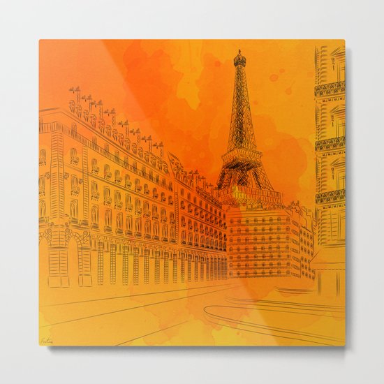 Parisian Sunsets Metal Print