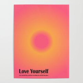 Love Yourself, Retro Meditation Gradient Poster