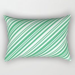 [ Thumbnail: Mint Cream and Sea Green Colored Lines Pattern Rectangular Pillow ]