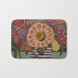 Sister Bath Mat | Fun, Flowers, Funky, Painting, Abstract, Bouquet, Stipes, Acrylic 