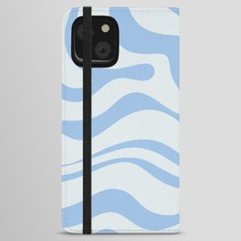 Soft Liquid Swirl Abstract Pattern Square in Powder Blue iPhone Wallet Case