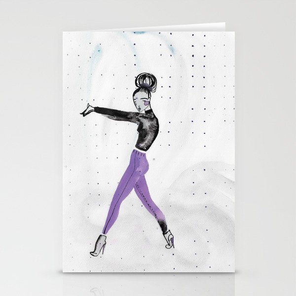 Model Pose in Purple Tights Stationery Cards