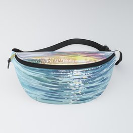 Looking Onshore To Beach from Caribbean Waters with Sun Glitter Fanny Pack