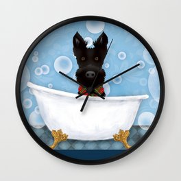 Scottie scottish terrier dog soap bubble bath clawfoot tub Wall Clock