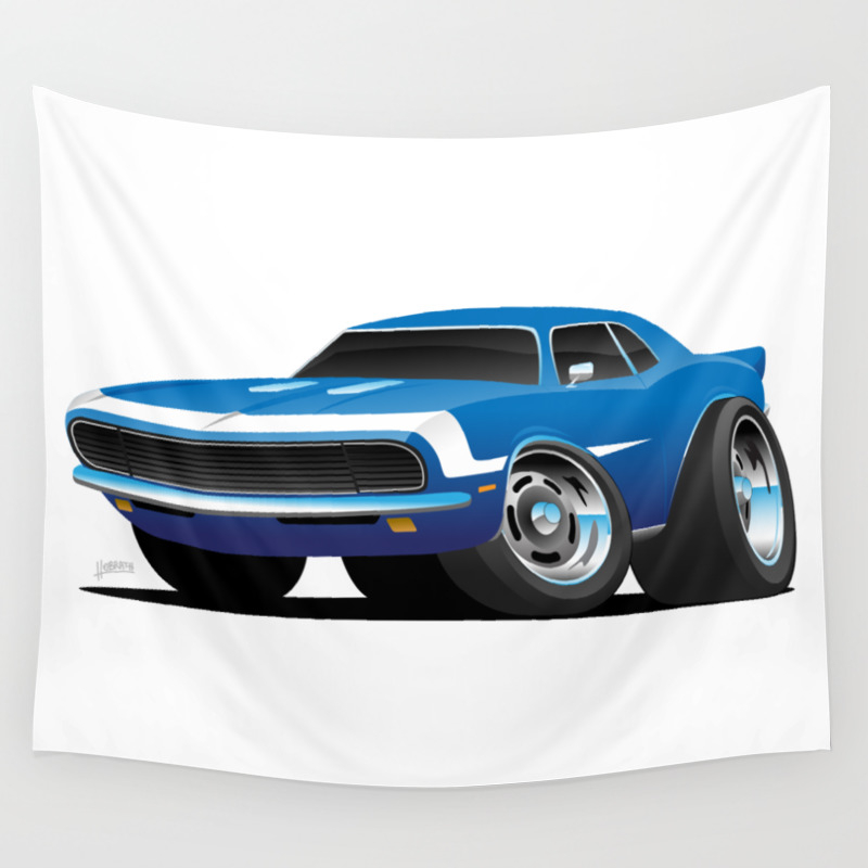 Classic Sixties Style American Muscle Car Hot Rod Cartoon Wall