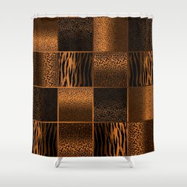 Golden Brown Jungle Animal Patterns Shower Curtain