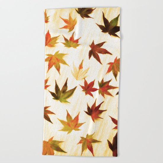 AUTUMN LEAVES PATTERN #3 #decor #art #society6 Beach Towel