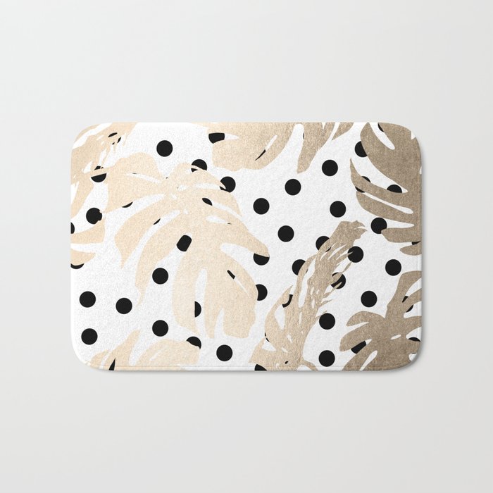 Society6 Simply Tropical Palm Leaves in White Gold Sands by Simple Luxe by Nature Magick on Bath Mat 
