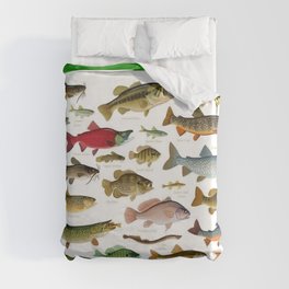 Illustrated Northeast Game Fish Identification Chart Duvet Cover