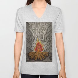 Sparks from a campfire  V Neck T Shirt