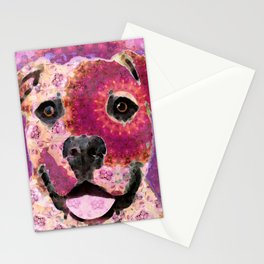 Mandala Pit Bull Dog - Sharon Cummings Stationery Card