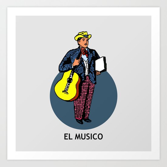 the Musician Mexican Folk Art Handmade Oaxaca Tin Loteria Card #32 El Musico 