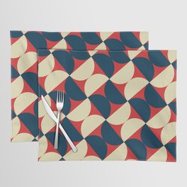 Retro Navy Blue and Rust Orange Geometric Pattern Mid Century Abstract Pattern Vintage Blue And Orange Pattern  Placemat