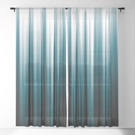 Tropical Dark Teal Inspired by 2020 Color Oceanside SW6496 Soft Vertical Blurred Line Pattern Sheer Curtain