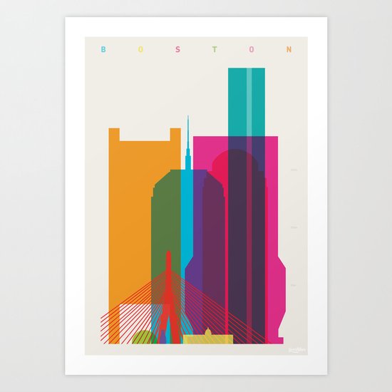 Shapes of Boston. Accurate to scale Art Print