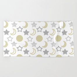 Gold Moons and Silver Stars Beach Towel