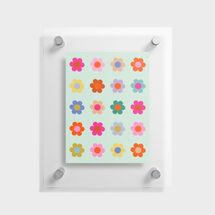 Colorful Flowers Vintage Floral Floating Acrylic Print