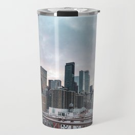 New York City Skyline | Night Photography from the Brooklyn Bridge Travel Mug