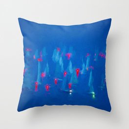 SAILBOAT BAY-Blue Night on the Water Throw Pillow