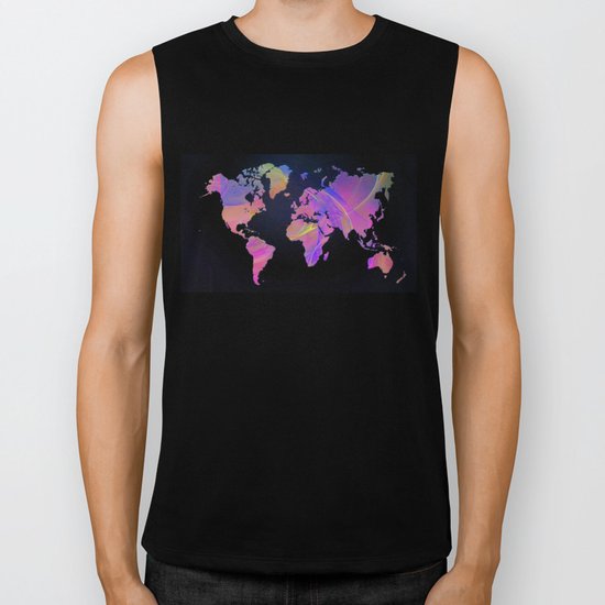 World Map Fractal Biker Tank
