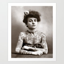 Tattooed Lady, 1907. Vintage Photo Art Print