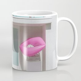 Modern Palm Springs Home with Pink Lip Floaties at the Door Coffee Mug
