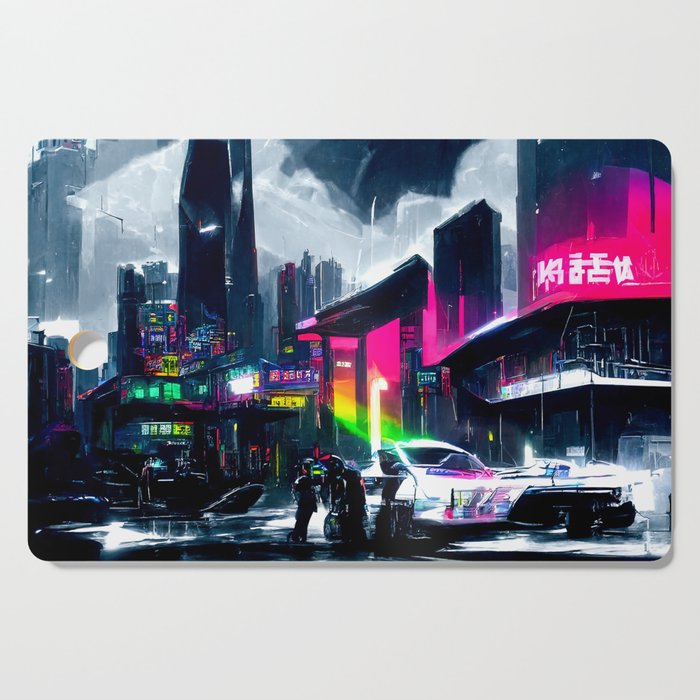 Postcards from the Future - Neon City Cutting Board