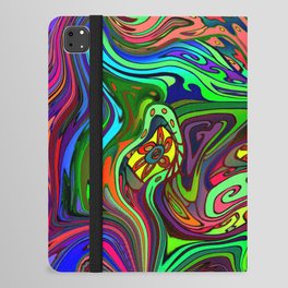 Converging Colorful Swirls Psychedelic Pattern iPad Folio Case