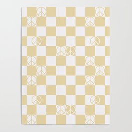 Checkered Peace Sign (Sand Color) Poster