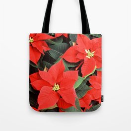 Beautiful Red Poinsettia Christmas Flowers Tote Bag