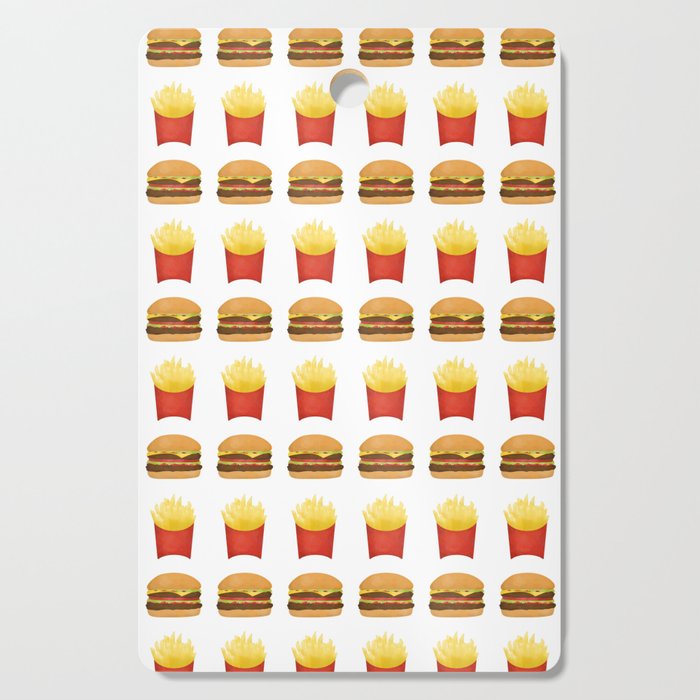 Burgers and Fries Pattern Cutting Board