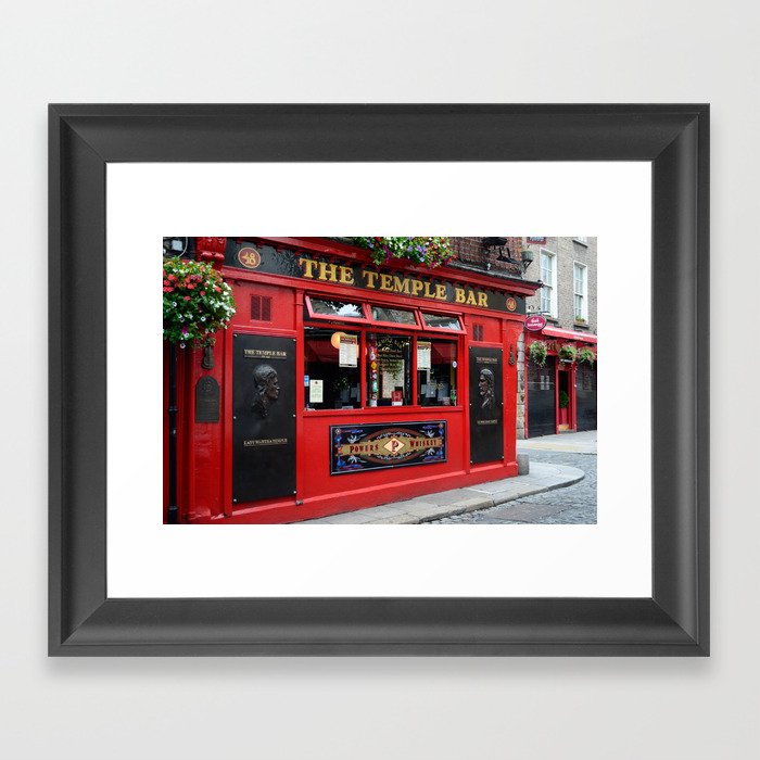 Red Temple Bar pub in Dublin Framed Art Print