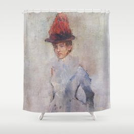 Woman in a red hat  Charles Conder Shower Curtain
