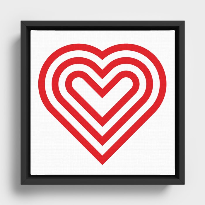 3 layers of red heart-shaped lines Framed Canvas